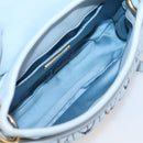 Miu Miu Matelasse Hand Bag Leather 2way Light Blue Gold Auth 203819V-11
