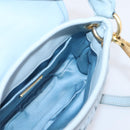 Miu Miu Matelasse Hand Bag Leather 2way Light Blue Gold Auth 203819V-26