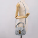 Miu Miu Matelasse Hand Bag Leather 2way Light Blue Gold Auth 203819V-30