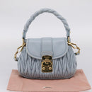 Miu Miu Matelasse Hand Bag Leather 2way Light Blue Gold Auth 203819V-12