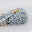 Miu Miu Matelasse Hand Bag Leather 2way Light Blue Gold Auth 203819V-3