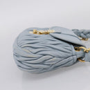 Miu Miu Matelasse Hand Bag Leather 2way Light Blue Gold Auth 203819V-4