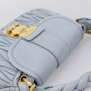 Miu Miu Matelasse Hand Bag Leather 2way Light Blue Gold Auth 203819V-6