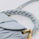 Miu Miu Matelasse Hand Bag Leather 2way Light Blue Gold Auth 203819V-14