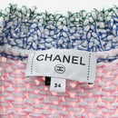CHANEL Cardigan Cotton 34 Pink CC Auth 203820V-12