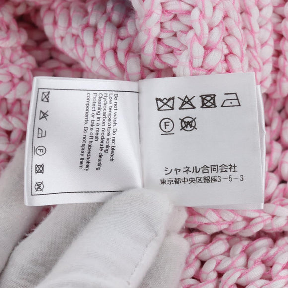 CHANEL Cardigan Cotton 34 Pink CC Auth 203820V