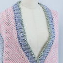CHANEL Cardigan Cotton 34 Pink CC Auth 203820V-5
