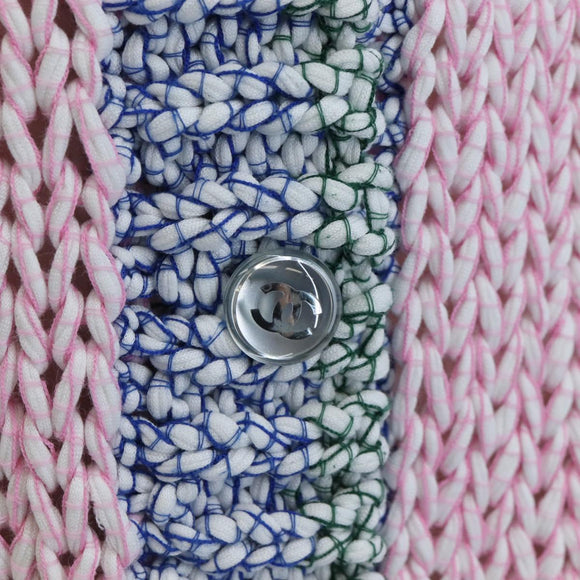 CHANEL Cardigan Cotton 34 Pink CC Auth 203820V
