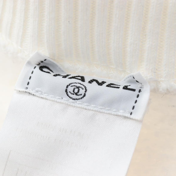 CHANEL Mademoiselle Sweat Cotton 42 White CC Auth 203821V