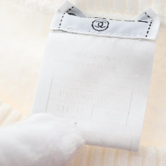 CHANEL Mademoiselle Sweat Cotton 42 White CC Auth 203821V