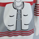 CHANEL Mademoiselle Sweat Cotton 42 White CC Auth 203821V-8