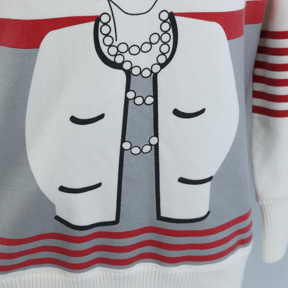 CHANEL Mademoiselle Sweat Cotton 42 White CC Auth 203821V