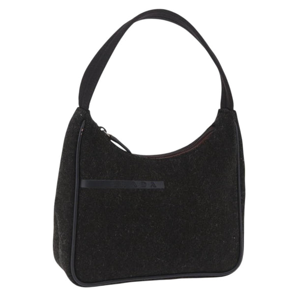 PRADA PRADA Sports Accessory Pouch Canvas Wool Black Auth 203830A