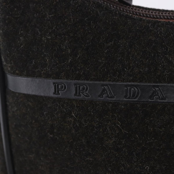 PRADA PRADA Sports Accessory Pouch Canvas Wool Black Auth 203830A