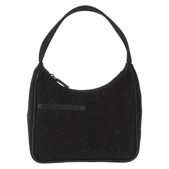 PRADA PRADA Sports Accessory Pouch Canvas Wool Black Auth 203830A