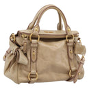 Miu Miu Hand Bag Vitellolux 2way Beige Gold Auth 203832V-1