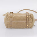 Miu Miu Hand Bag Vitellolux 2way Beige Gold Auth 203832V-5
