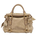 Miu Miu Hand Bag Vitellolux 2way Beige Gold Auth 203832V-13