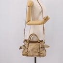 Miu Miu Hand Bag Vitellolux 2way Beige Gold Auth 203832V-26