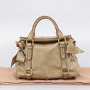 Miu Miu Hand Bag Vitellolux 2way Beige Gold Auth 203832V-12