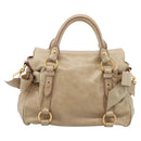 Miu Miu Hand Bag Vitellolux 2way Beige Gold Auth 203832V-2