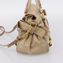 Miu Miu Hand Bag Vitellolux 2way Beige Gold Auth 203832V-4
