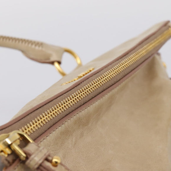 Miu Miu Hand Bag Vitellolux 2way Beige Gold Auth 203832V