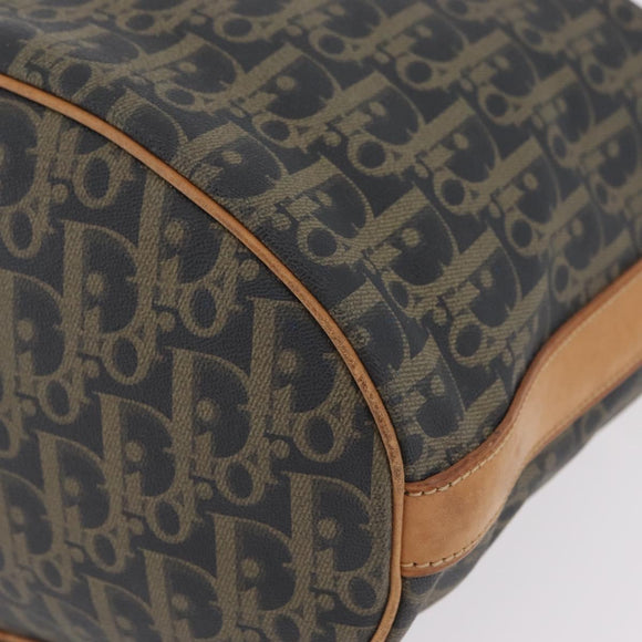 Christian Dior Trotter Canvas Shoulder Bag PVC Navy Gold Auth 203833