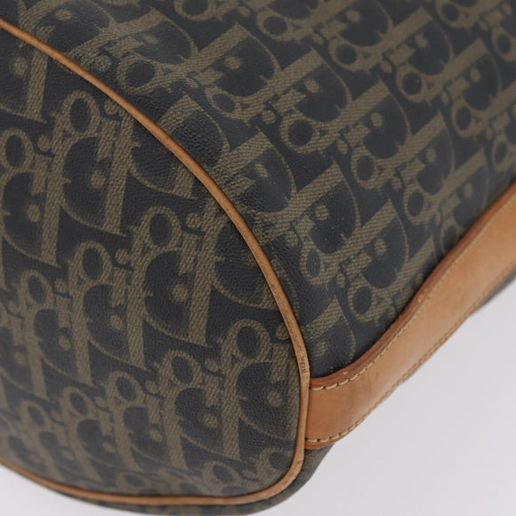 Christian Dior Trotter Canvas Shoulder Bag PVC Navy Gold Auth 203833