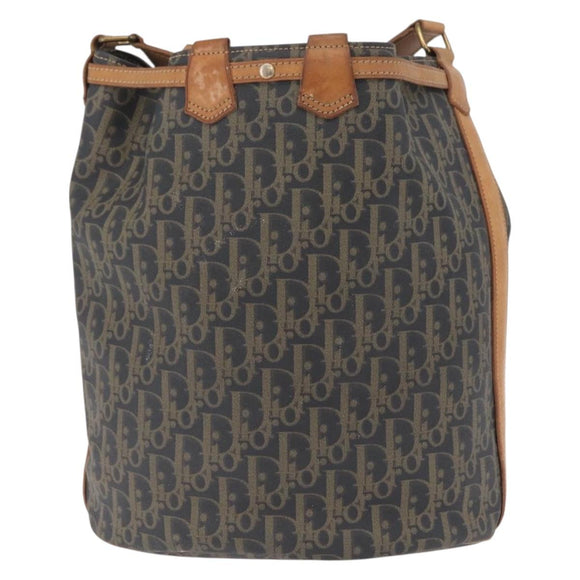 Christian Dior Trotter Canvas Shoulder Bag PVC Navy Gold Auth 203833