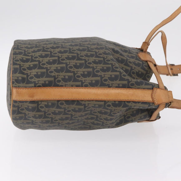 Christian Dior Trotter Canvas Shoulder Bag PVC Navy Gold Auth 203833