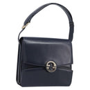 GUCCI Hand Bag Leather Navy Gold Auth 203834-1