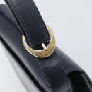 GUCCI Hand Bag Leather Navy Gold Auth 203834-14