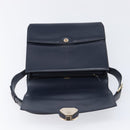 GUCCI Hand Bag Leather Navy Gold Auth 203834-16