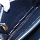 GUCCI Hand Bag Leather Navy Gold Auth 203834-18