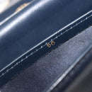 GUCCI Hand Bag Leather Navy Gold Auth 203834-25