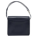 GUCCI Hand Bag Leather Navy Gold Auth 203834-3