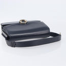 GUCCI Hand Bag Leather Navy Gold Auth 203834-7