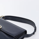 GUCCI Hand Bag Leather Navy Gold Auth 203834-8