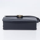 GUCCI Hand Bag Leather Navy Gold Auth 203834-9