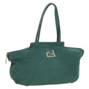 FENDI Tote Bag Leather Green Gold Auth 203838A-1