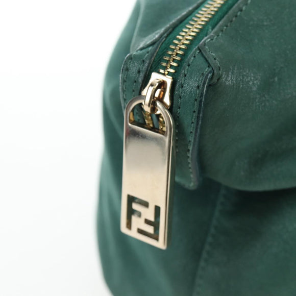 FENDI Tote Bag Leather Green Gold Auth 203838A