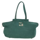 FENDI Tote Bag Leather Green Gold Auth 203838A-13