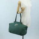 FENDI Tote Bag Leather Green Gold Auth 203838A-26