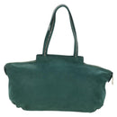 FENDI Tote Bag Leather Green Gold Auth 203838A-2
