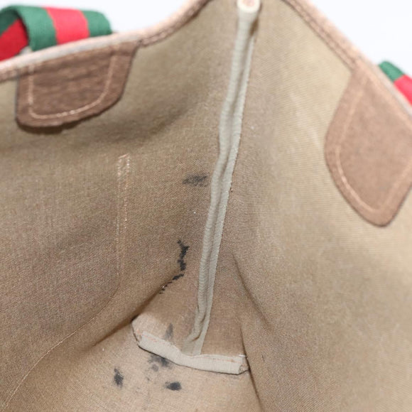 GUCCI GG Supreme Web Sherry Line Tote Bag PVC Beige Gold 39 02 003 Auth 203840