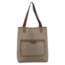 GUCCI GG Supreme Web Sherry Line Tote Bag PVC Beige Gold 39 02 003 Auth 203840-13