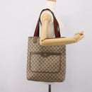 GUCCI GG Supreme Web Sherry Line Tote Bag PVC Beige Gold 39 02 003 Auth 203840-20