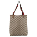 GUCCI GG Supreme Web Sherry Line Tote Bag PVC Beige Gold 39 02 003 Auth 203840-2