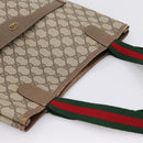 GUCCI GG Supreme Web Sherry Line Tote Bag PVC Beige Gold 39 02 003 Auth 203840-6